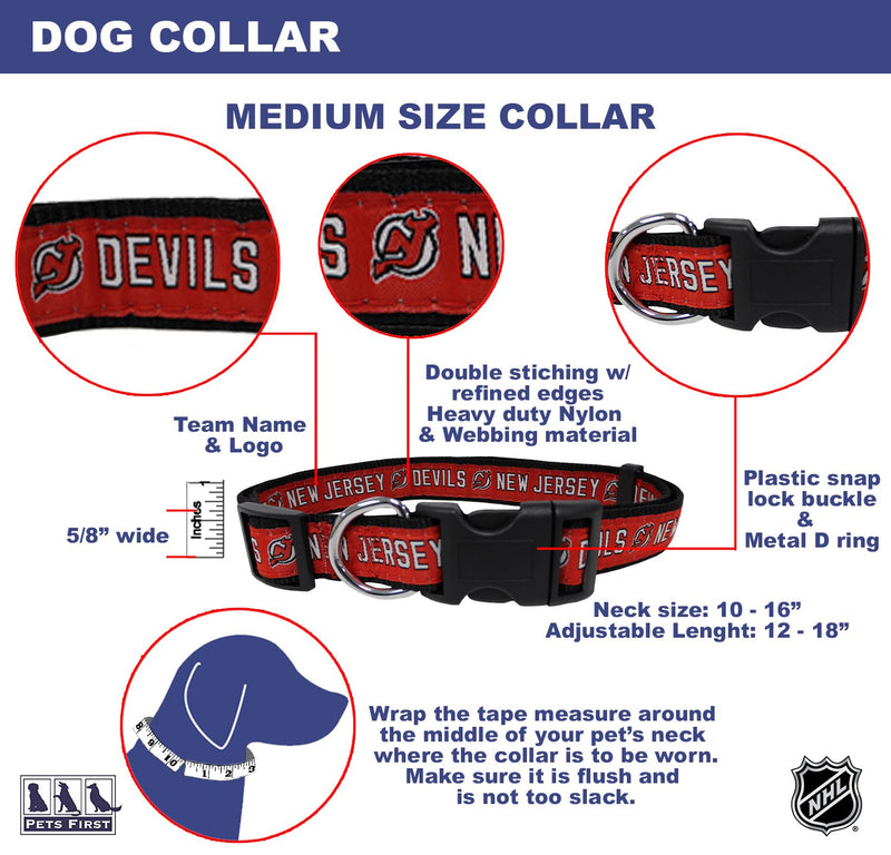 [Australia] - Pets First NHL New Jersey Devils Collar for Dogs & Cats, Medium. - Adjustable, Cute & Stylish! The Ultimate Hockey Fan Collar! 