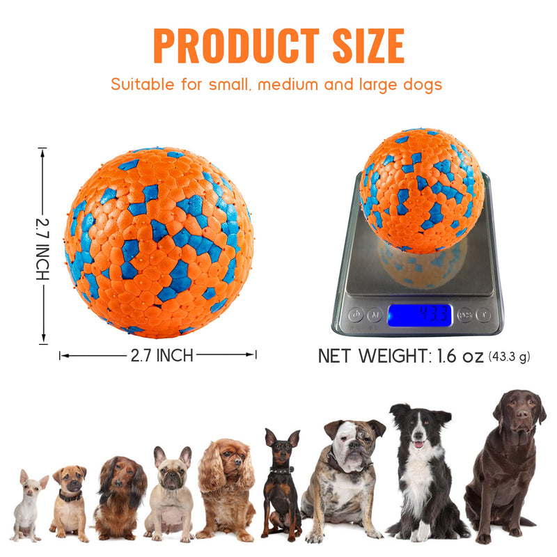 FUSOTO 2PCS Interactive Dog Balls, Dog Toys for Boredom and Stimulating, Dog Toys for Aggressive Chewers, Safer for Dog's Mouths, for Large Medium Small Puppy, Training Catch & Fetch, Water-Floating 2 PCS - Orange œÜ2.75 inch Ôºà7cmÔºâ - PawsPlanet Australia