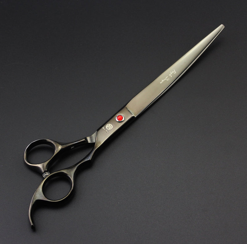 Purple Dragon 8 inch 3 in 1 Professional Pet Grooming Thinning Scissors - Upward Curved Shears and Dog Hair Cutting Scissor - Perfect for Pet Groomer or Family DIY Use Black - PawsPlanet Australia