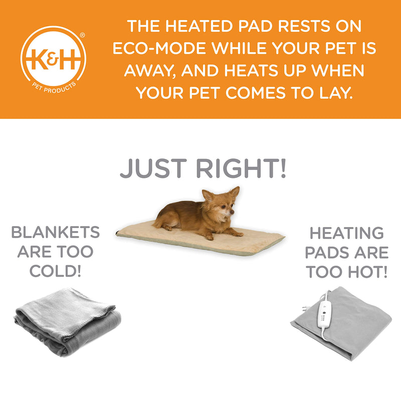 [Australia] - K&H Pet Products Thermo-Pet Mat Heated Pet Bed Sage 14" x 28" 6W 