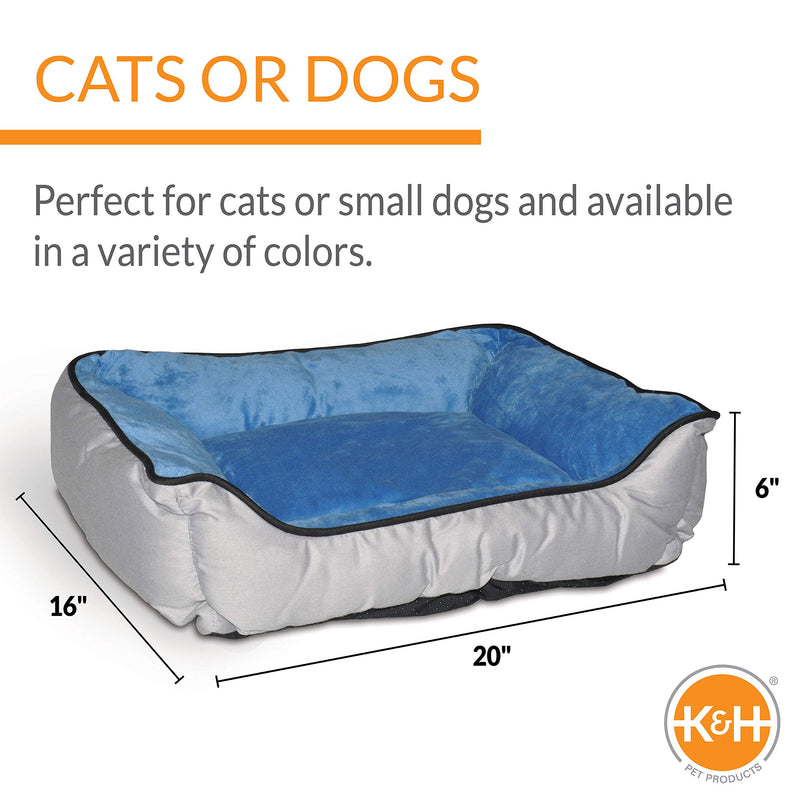 K&H Pet Products Self-Warming Lounge Sleeper Pet Bed, Heat Reflecting Liner, Machine Washable, Multiple Colors Gray/Blue Frustration-Free Packaging - PawsPlanet Australia