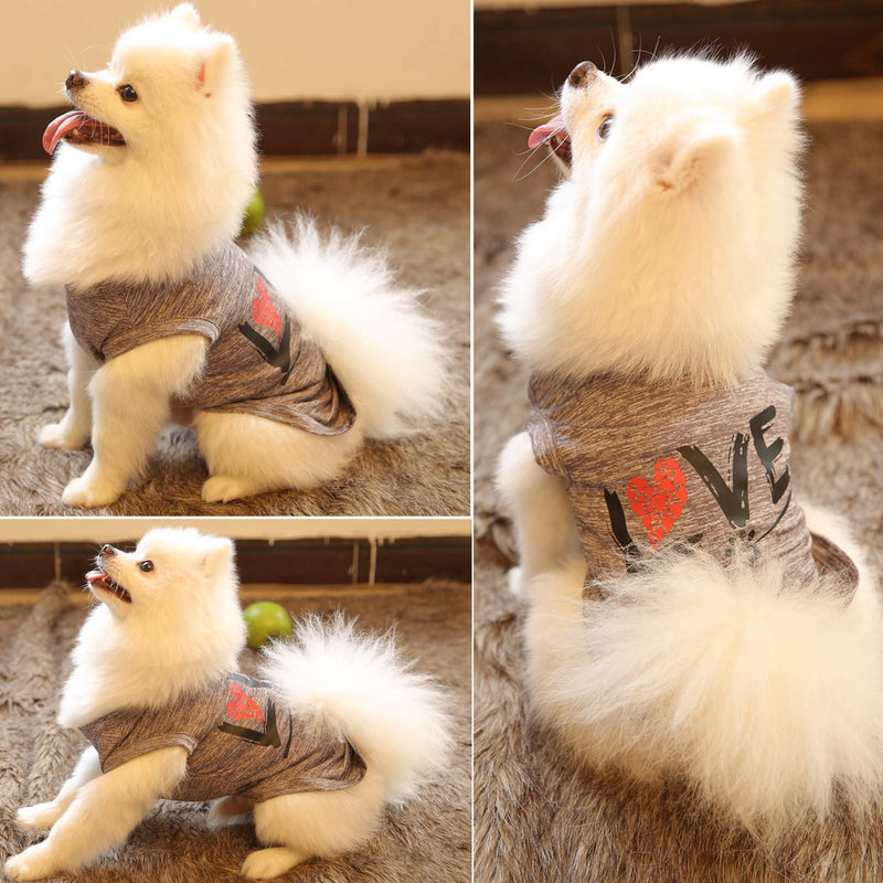 LKEX Dog Shirt/Owner T-Shirt，Soft Breathable Apparel Puppy Costumes Casual Cozy Vests Outfits，Love Pattern Matching Pets/Mommy Athletic Tops Clothes for Small Medium Large Dogs Cats（XS,Pet） X-Small Gray-Pet - PawsPlanet Australia