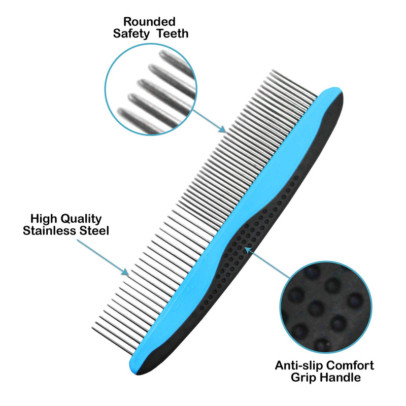 Pets First 2 Pack Dog Comb Small & Large PET Comb for Small & Large Breeds & Areas. Premium Anti-Slip Comfort Grip Ergonomic Handle for Your Dog & Cat with Durable Stainless-Steel - PawsPlanet Australia