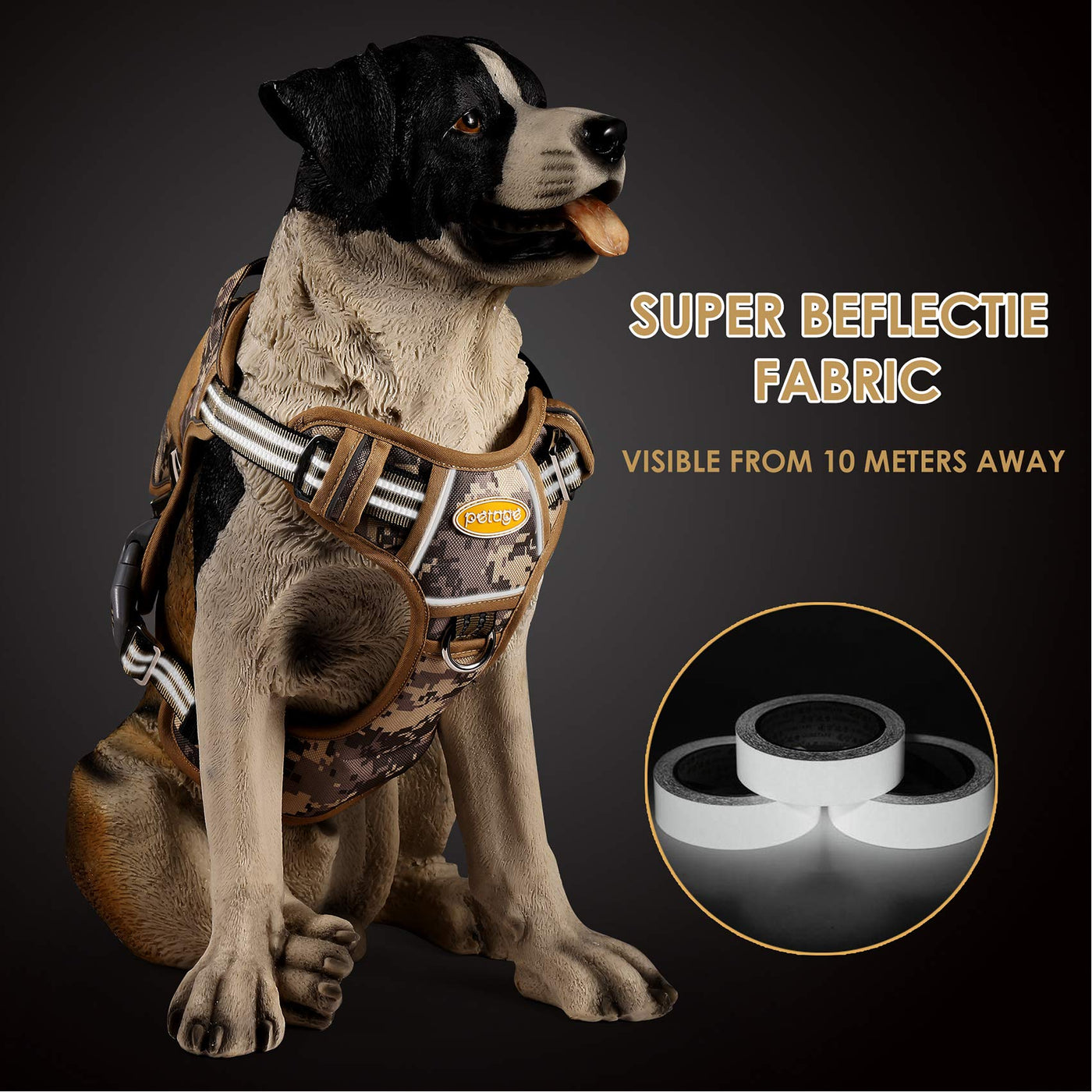 PETAGE Tactical Service Dog Harness No Pull, Reflective Military Dog Harness  with Handle, Service Dog Vest with Pet Safety Belt, Adjustable Working Pet  Vest Easy Control for Small Medium Large Dogs S(Neck:14-20