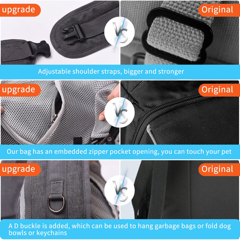 Pet Dog Sling Carrier Cat Dog Papoose Hand Free, Adjustable Pet Front Carrier with Interactive Soothe, Bottom Hard Support Soft Padded, Small Animal 5-10lbs Shoulder Puppy Travel Bag Outdoor Grey - PawsPlanet Australia