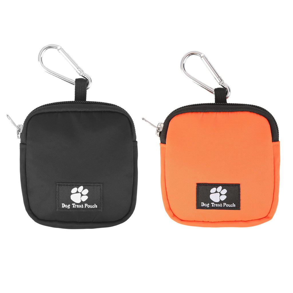 eBasics 2 Pack Small Dog Treat Carrier Pouch for Leash Dog Training Reward Pouch Snack Bait Bag Puppy Walking Treat Poop Bag Holder, Black & Orange - PawsPlanet Australia