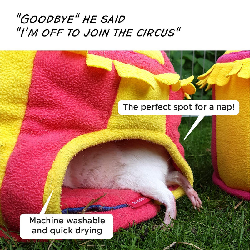 HAYPIGS Guinea Pig Toys and Accessories - Circus Themed Fleece HIDEY HUT Guinea Pig House - Guinea Pig Hideaway - Hamster House - Small Pet House - Rodent House - PawsPlanet Australia