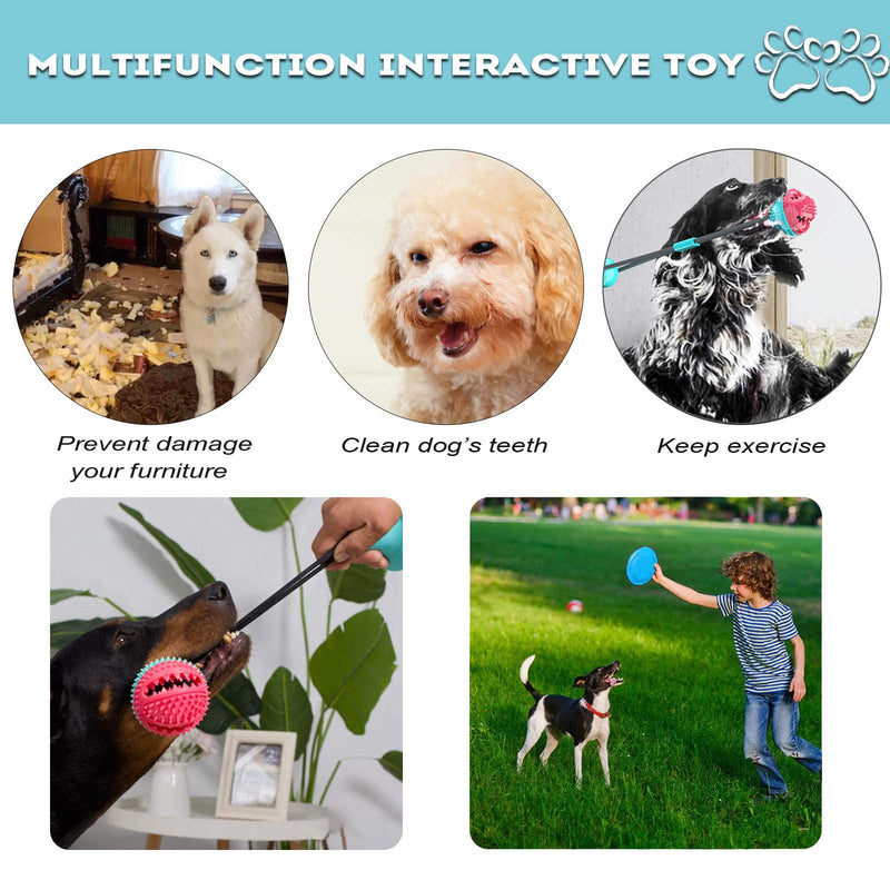 Tug of War Dog Chew Toy with Double Suction Cup - Interactive Dog Toys for Aggressive Chewers Dog Puzzle Toys for Teeth Cleaning and Food Dispensing-Includes Bonus Dog Toy Frisbee - PawsPlanet Australia