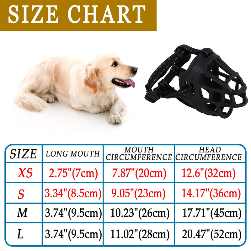 Avaner Dog Muzzle, Soft Nylon and Rubber Dog Muzzle, Silicone Dog Muzzle with Reflective Strips, Prevents Barking, Biting and Chewing Black (Size M) - PawsPlanet Australia