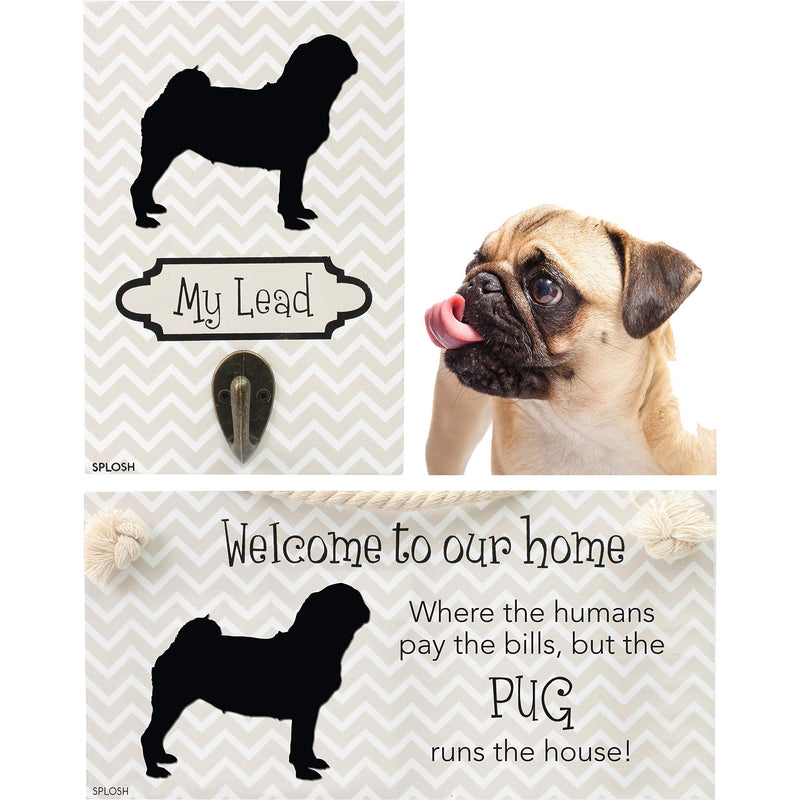 Precious Pets Dog Plaque And Dog Lead Hook Pack, Pug, Funny Signs, Dog Mum Gifts, Dog Accessories, House Stuff - PawsPlanet Australia