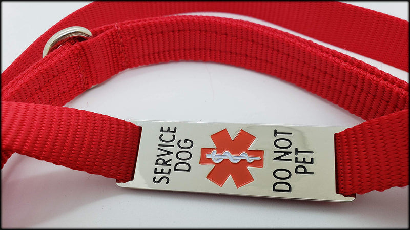 [Australia] - Activedogs Service Dog Hands-Free 7' Leash W/Chrome Service Dog ID Tag Red - 7' 