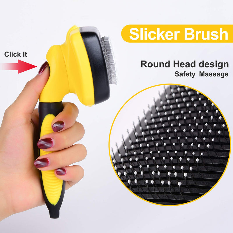 TwoEar Self Cleaning Slicker Dog Comb Brush – Gently Removes Loose Undercoat, Mats and Tangled Hair - PawsPlanet Australia