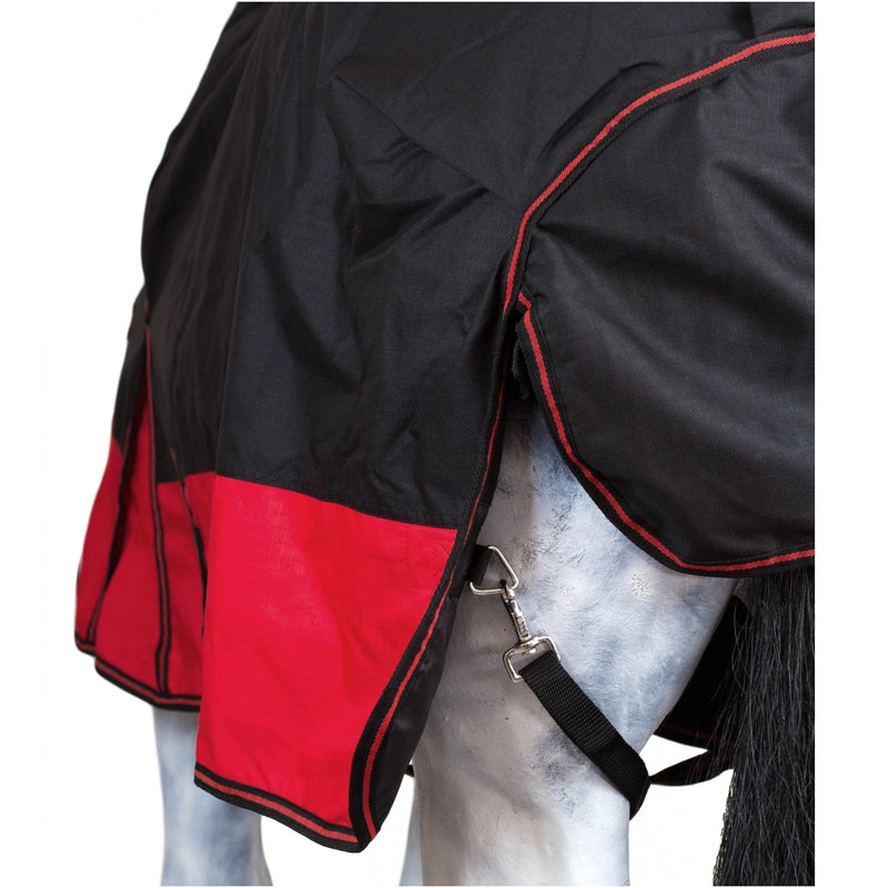 RL24 - Pasture blanket winter blanket high neck 600D BASICLINE with nylon lining, polar fleece lining or filling in 100g, 200g, 300g black/red 125cm (polar fleece lining) - PawsPlanet Australia