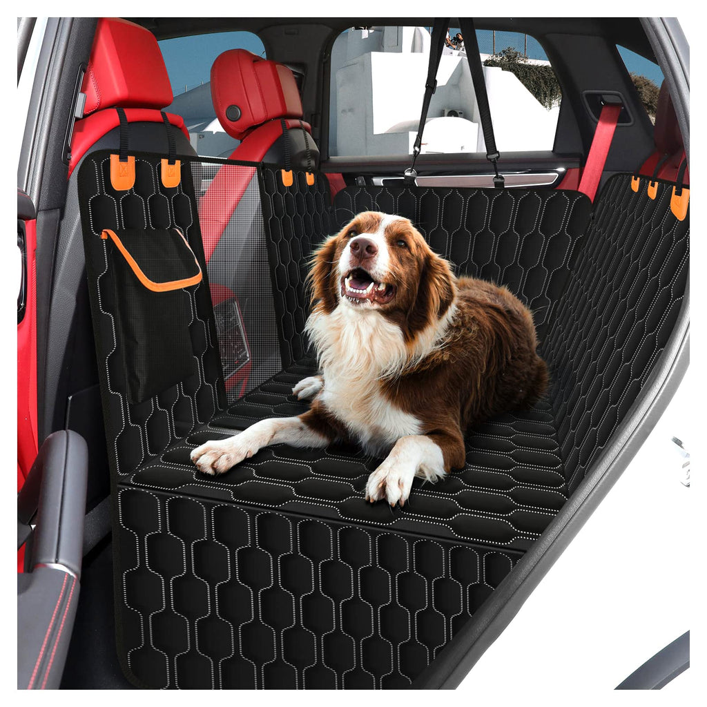 BIKAEIK Dog Car Seat Cover for Back Seat,Waterproof with Mesh Window and Storage Pocket,Durable Scratchproof Nonslip Rear Dog Car Hammock with Universal Size Fits for Car/Truck/SUV - PawsPlanet Australia