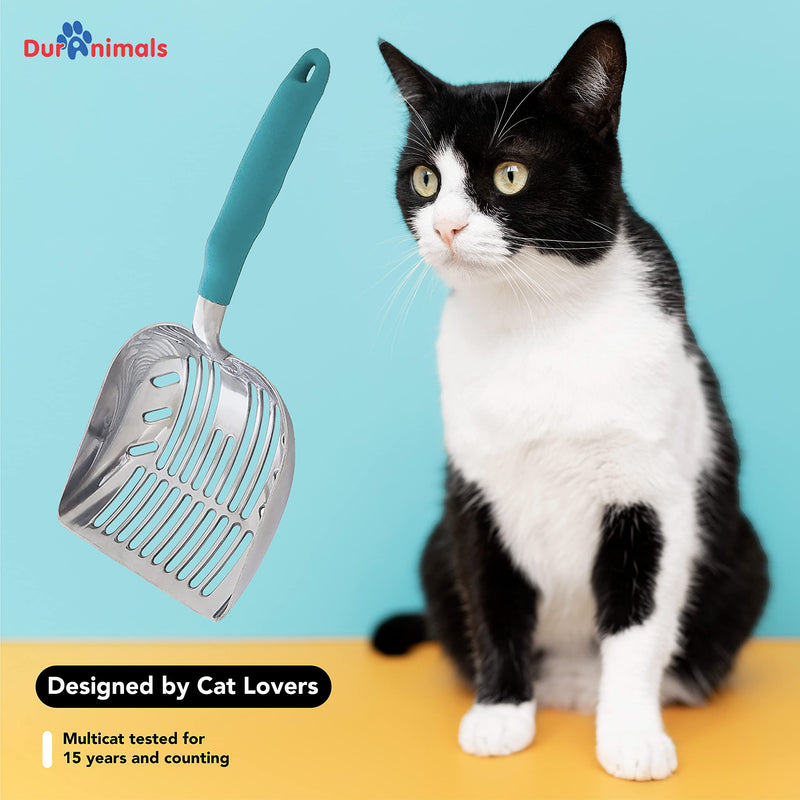 DuraScoop Jumbo Cat Litter Scoop – All Metal Scoops for Kitty Litter Boxes – Sifter, Deep Shovel, Solid Core – Corrosion Resistant Litter Box Cleaner Blue - PawsPlanet Australia