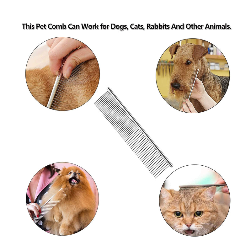 JINSHIN Cat comb, dog comb, dog comb metal, pet comb, dog comb long hair, cat comb short hair, steel comb for dogs (silver) - PawsPlanet Australia