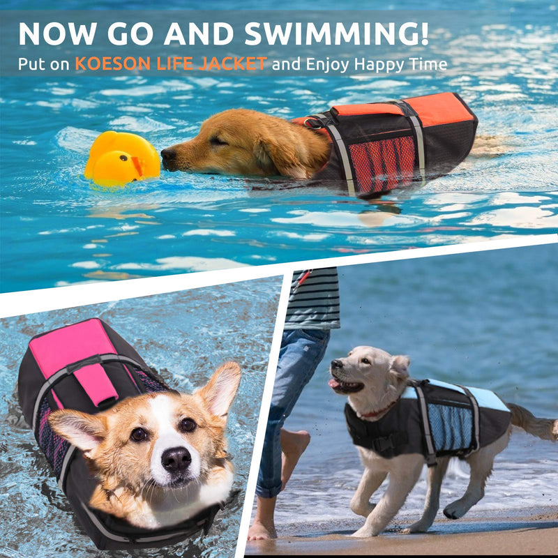 KOESON Dog Life Jacket Safety Pet Life Vest, Adjustable Dogs Lifesaver with High Buoyancy and Rescue Handle, Ripstop Life Preserver for Small Medium and Large Dogs at The Swimming Pool, Beach X-Small Blue - PawsPlanet Australia