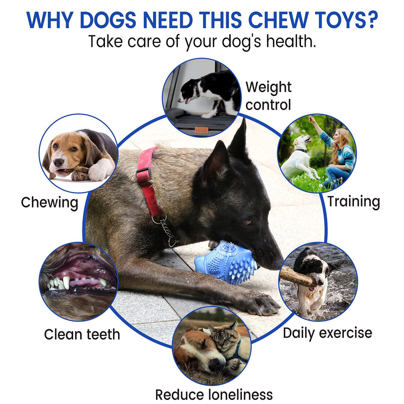 Dog Chew Toys for Aggressive Chewers Large Medium Breed Indestructible Tough Durable Dog Toys Squeaky Dog Chew Toys with Milk Flavor Toughest Natural Rubber for Teeth Cleaning Blue Porcupine - PawsPlanet Australia