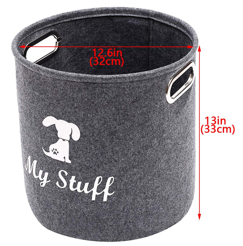 Brabtod Round Felt Pet Toy and Accessory Storage Bin Storage Basket for Home Décor - Pet Toy - Blankets - Leashes and Food-gray gray - PawsPlanet Australia