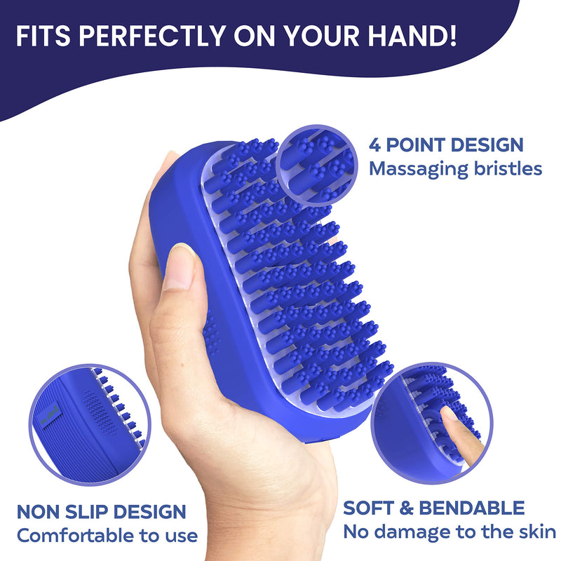 Scrubit Pet Bath Brush – Shampoo & Massage Soft Rubber Brush for Dogs Cats and Other Pets – Grooming Tool for Removing Shed Fur from Animals – Bathing Comb for Short & Long Pet Hair - PawsPlanet Australia