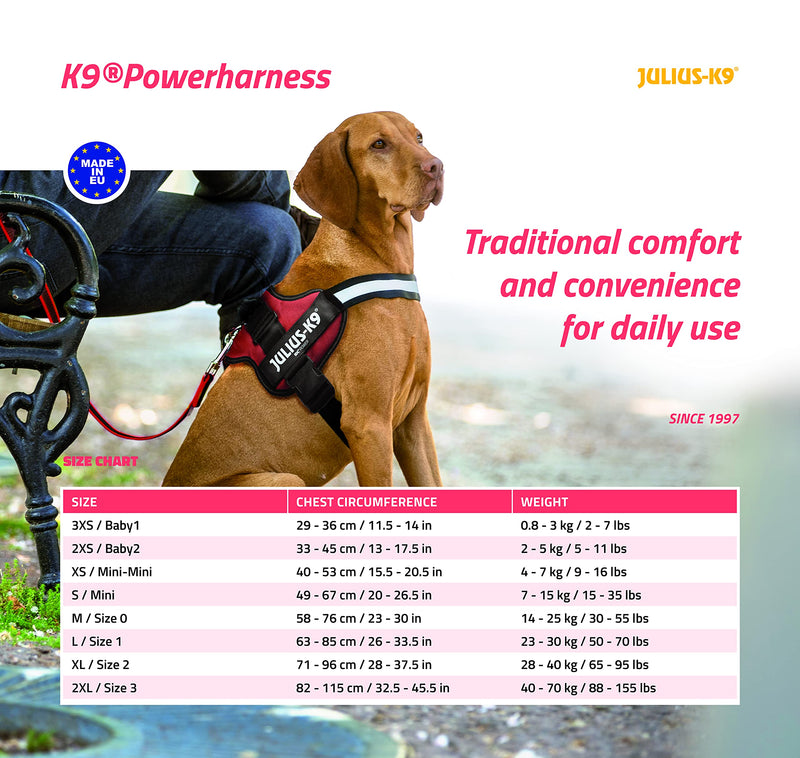 Julius-K9, 162ANT-BB1, K9-PowerHarness, Dog Harness, Size: 2XL/3XS/Baby 1, Anthracite 3XS/Baby 1 - PawsPlanet Australia