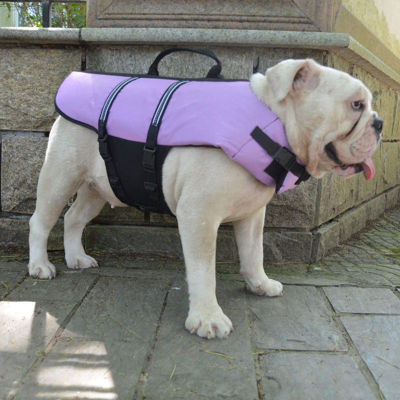 [Australia] - Lovelonglong Pet Clothing Dog Lifejacket Life Jackets for Large Medium Small Dogs Swimming Safe Boating Coat Dog Swim Protect Outwear L (Rec.15-20 Pounds) Purple 