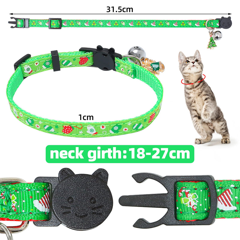 Pack of 3 Christmas cat collar, dog collar, cat collar with safety clasp and bell, adjustable collars for cats, kitten and puppy supplies + pendants + bells - PawsPlanet Australia