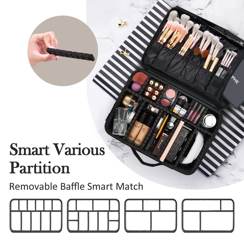 Joligrace Large Oxford Fabric Professional Makeup Bag with Removable Back Strap Cosmetic Case Beauty Box Hairdressing Tools Organiser Storage Box, Black - PawsPlanet Australia