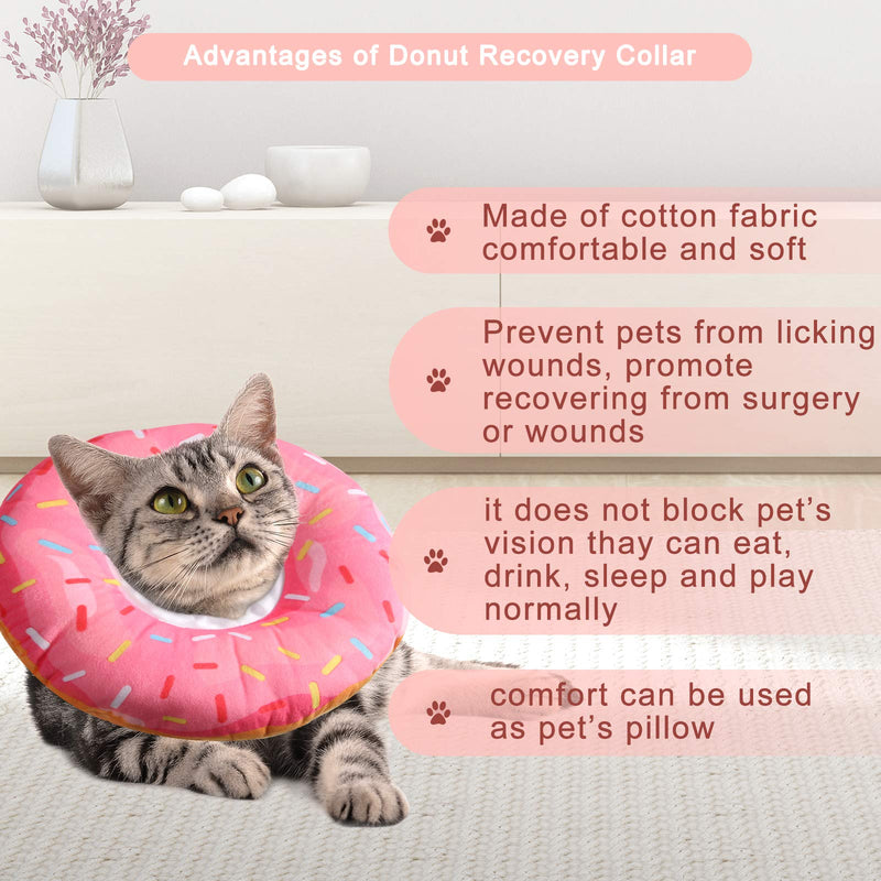 Nuanchu 2 Pieces Cute Donut Recovery Collar for Cats and Puppies Soft Adjustable Pet E Collar Neck Cone After Surgery with 10 Pieces Cat Toys Rattle Mice for Cats Puppies Kitties Small Dogs, 1-9 Kg - PawsPlanet Australia