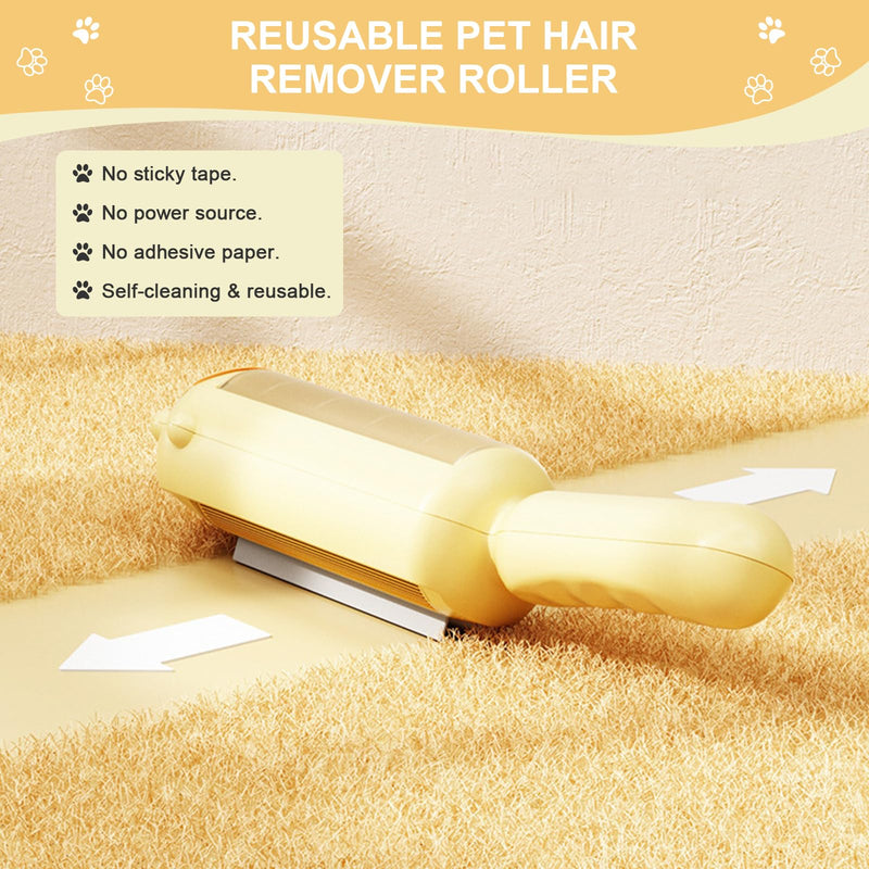 MEYDLL Pet Hair Remover Lint Roller Lint Roller for Cat Hair and Dog Hair Lint Brush Reusable Pet Hair Remover Brush for Pet Hair Dog Hair Cat Hair Lint Roller for Sofa Bed Yellow - PawsPlanet Australia