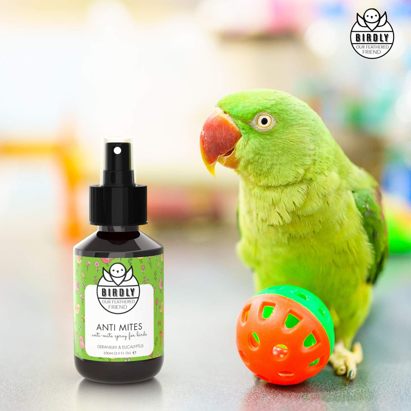 Birdly Bird Mite Spray - Bird Mite Treatment for Budgie Cage & Parrot Cage - Dust Mite Spray for Large Bird Cage - Alternate to Bird Accessories for Such as Red Mite Powder & Mite Killer - 100 ml - PawsPlanet Australia