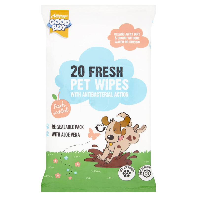 100 GOODBOY ANTI BACTERIAL PEACH SCENTED DOG PUPPY PET WIPES - PawsPlanet Australia