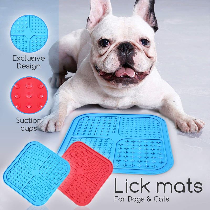 Squff Pets Slow Feed Lick Mat for Boredom and Anxiety Reducer | Pack of 2 Dog Lick Mats | Perfect Mat for Pet Treats, Food & Peanut Butter | Self Sticking Fun Alternative to Slow Feeder Dog Bowl - PawsPlanet Australia