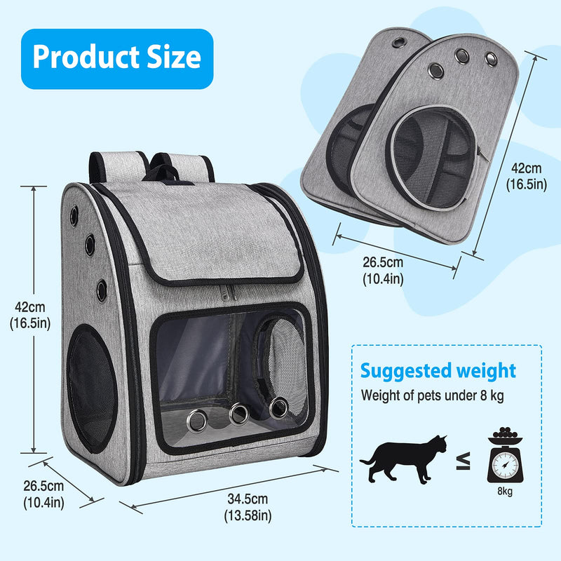 CATISM Cat Bag Backpack Pet Carrier Bag Foldable Mesh Breathable Carrying Backpack with Top Opening Safety Buckle,Cat Bowl,Leash Cat Carry Backpack with 3 Open for Cats Puppy for Outings Thick Foam - PawsPlanet Australia