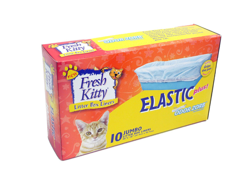 [Australia] - Fresh Kitty Durable, Easy Clean Up Elastic Jumbo Scented Odor Zorb Litter Pan Box Liners, Bags for Pet Cats, 10 ct 