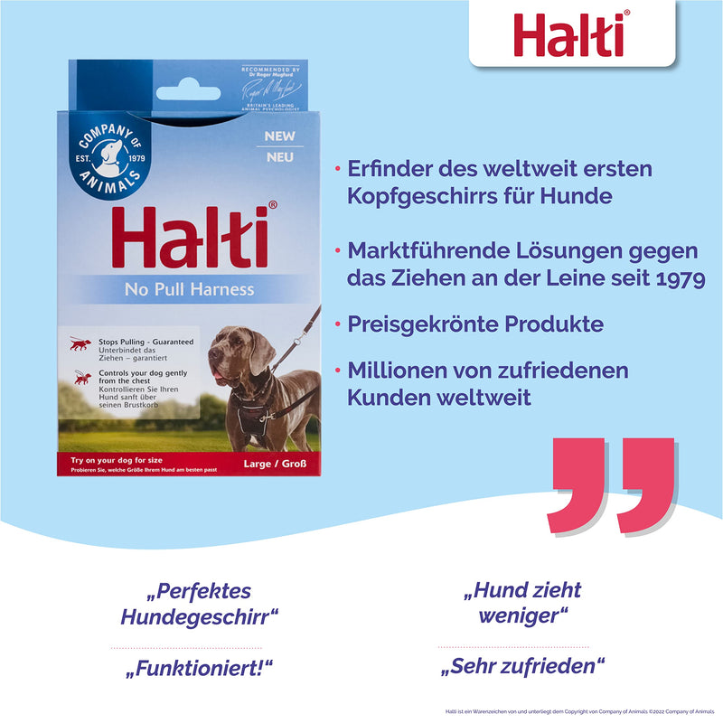HALTI No Pull Anti-Pull Harness, Size Large - Prevents your dog from pulling on the leash, Padded chest and leg strap, Reflective strap material, Easy to adjust and use Large - PawsPlanet Australia