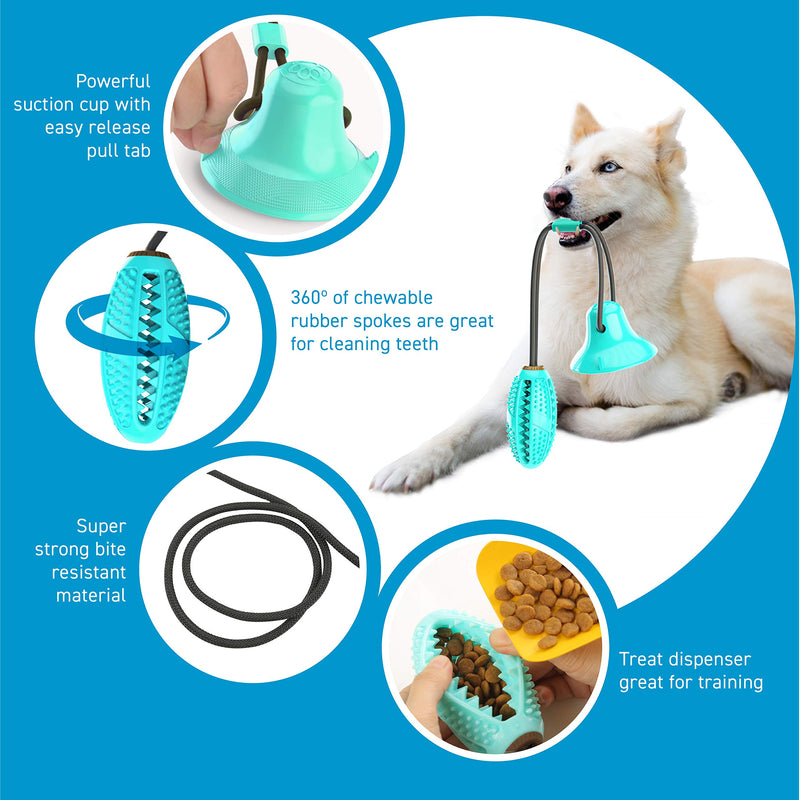 ANYPET Dog Dental Care Toothbrush Chew Toy with Food Dispenser with Suction Cup Blue - PawsPlanet Australia
