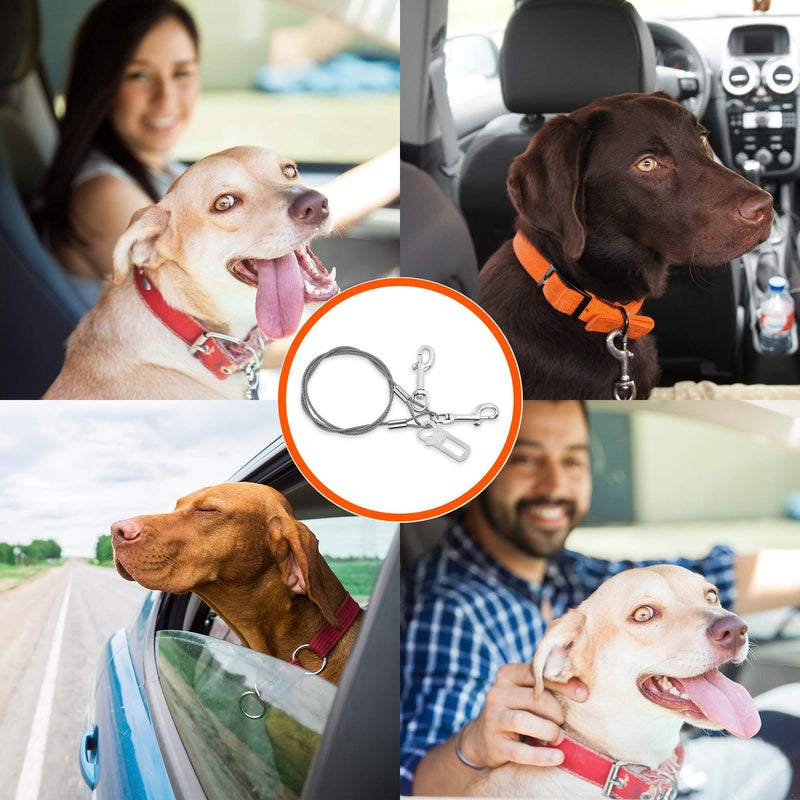 [Australia] - Divoti No Chew/Chew Proof Dog Car Seatbelt Safety Restraint, Dog Tie Out, Puppy Vehicle Seat Belt w/Double Clip & Latch Attachment – Entirely Surgical Stainless Steel - One of Various Inches 16-inch 