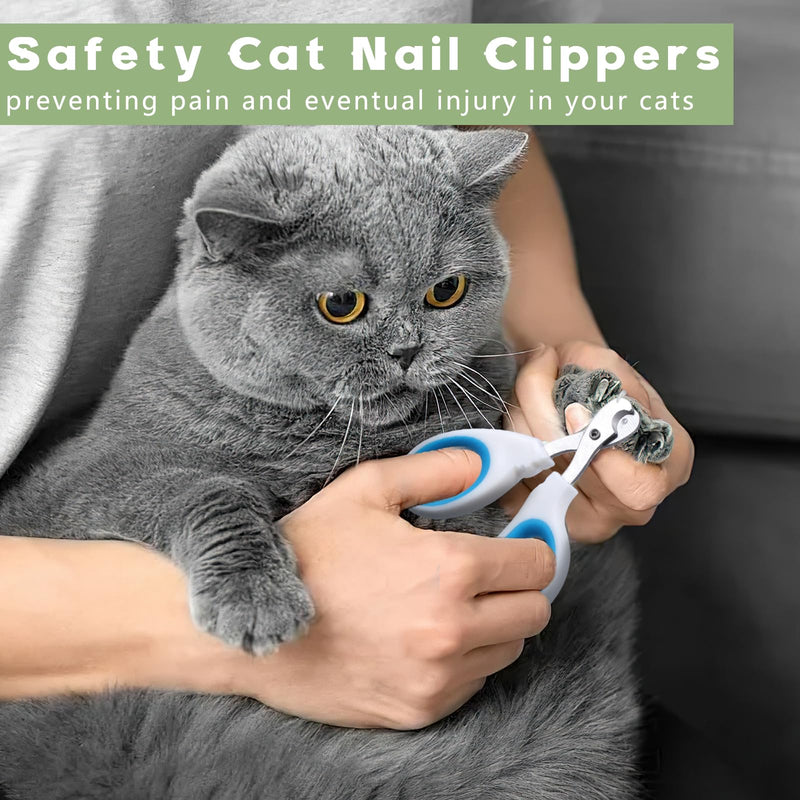 Alyvisun Claw Scissors for Cats, Professional Claw Scissors for Dogs with Positioning Hole, for Rabbits, Guinea Pigs, Birds, Puppies Kittens and Small Animals Pet Nail Clipper (Blue White) - PawsPlanet Australia