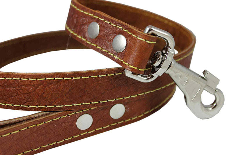 [Australia] - 4' Classic Genuine Leather Dog Leash 1" Wide for Largest Breeds Brown 