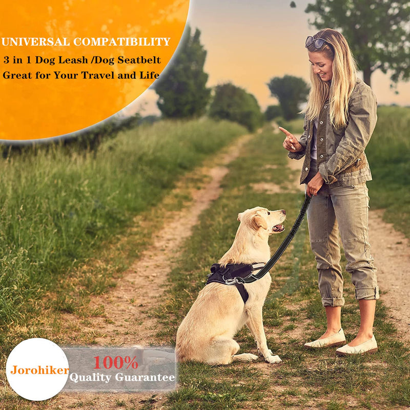 Dog Seat Belt,Adjustable Dog Seatbelt for Car,3 in 1 Dog Safety Belt Leash,Reflective Bungee Dog Car Seatbelt with Hook& Buckle, Dog Car Seat Belt with Aviation Zinc Alloy Rotatable Carabiner - PawsPlanet Australia