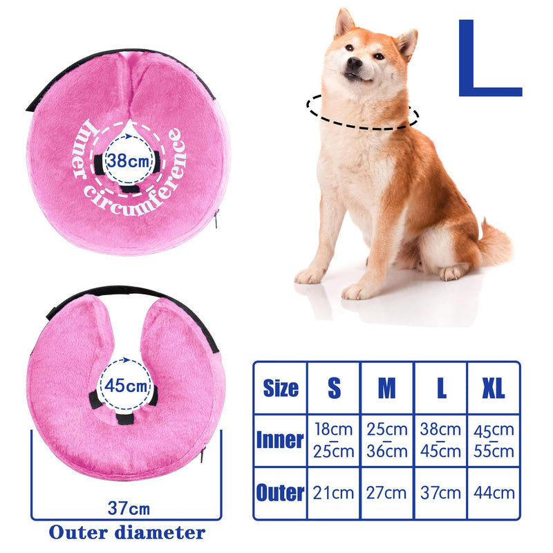 Inflatable Neck Brace for Dogs Cats, Inflatable Dog Collar Neck Brace for Recovery After Surgery or Wounds, Pets Adjustable Protective Collar (Pink S) Pink S - PawsPlanet Australia