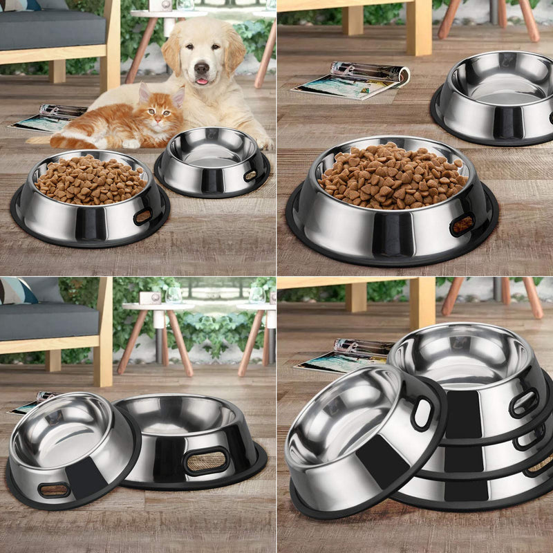 CHICAN stainless steel dog bowl cat bowl with portable hole, 2 stainless steel dog bowl cat bowl, medium and large pet food bowl, pet bowl cat food non-slip dog bowl (M-26cm) M-26cm - PawsPlanet Australia