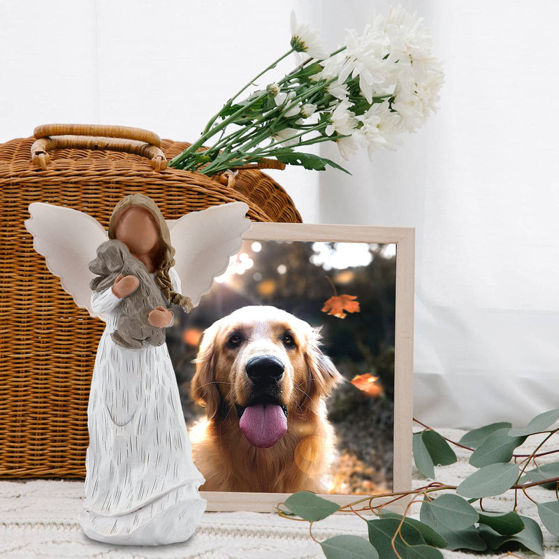 MEJORMEN 4.72inch Angel Figurine of Friendship,Dog Memorials,Pet Loss Gifts,Passed Away Dog Gifts,Remembrance Gifts for Grieving Pet Owners,Hand Carved Praying Angel Sculpture 4.72inch Tall - PawsPlanet Australia