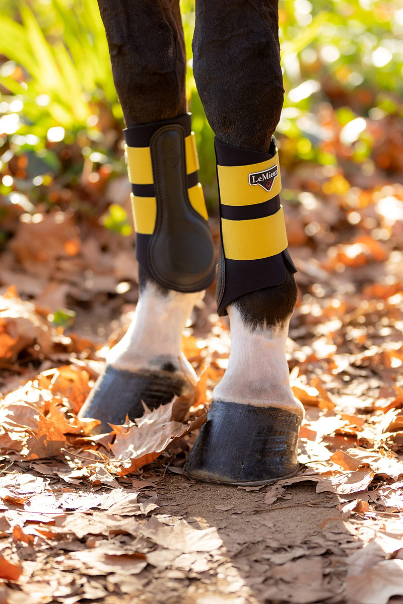 LeMieux Grafter Brushing Horse Boots Pair in Dijon - Highly Durable, Soft, Lightweight & Breathable - Equestrian Protection Footwear - Small - PawsPlanet Australia