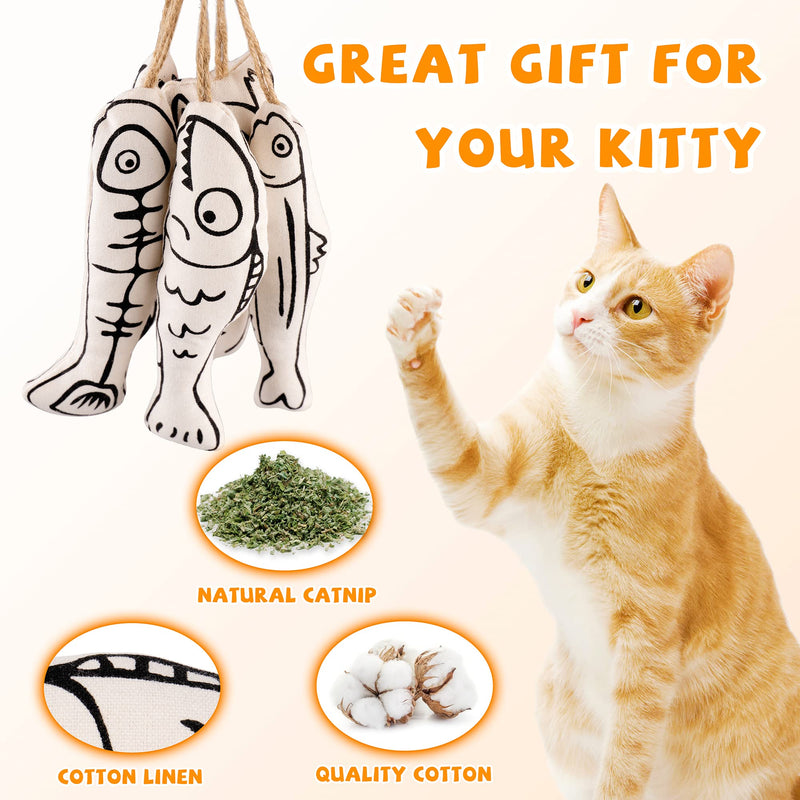 JXFUKAL Catnip Toys, Kitten Toys for Indoor Cats with Rattle Sound, Cat Plush Pillow Toy for Kitty Teething Chew Kick Gift Fish - PawsPlanet Australia