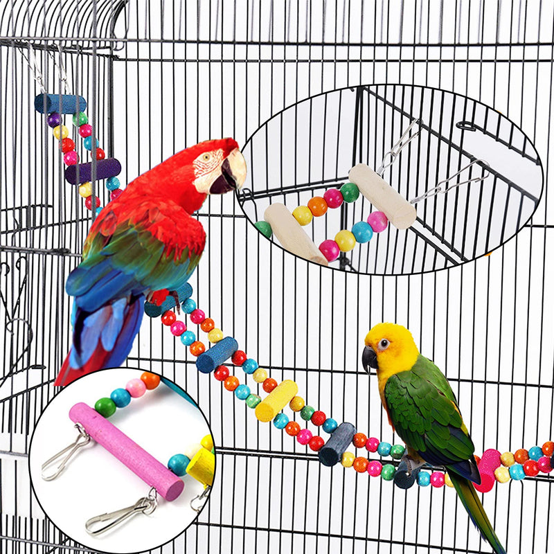 Hamiledyi Bird Parrot Swing Chewing Toy Set 15PCS Wooden Hanging Bell with Hammock Climbing Ladders Colorful Pet Birds Cage Toys for Small Parakeet Cockatiel Conures Finches Budgie Macaws Love Birds - PawsPlanet Australia