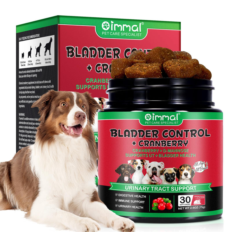 Bladder and Kidney Support for Dogs, Urinary Tract Treatment and Bladder Control Supplement, Soft Chews with Cranberry D-Mannose, Natural Immune System Booster Peking Duck Flavor, 30pcs - PawsPlanet Australia