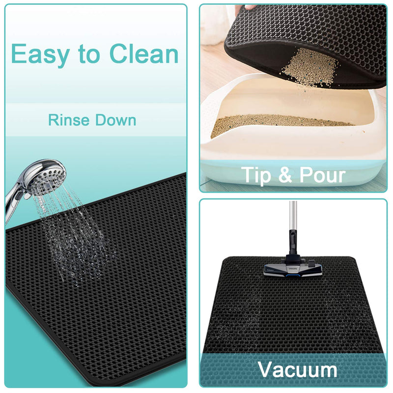 [Australia] - CLEEBOURG Cat Litter Mat, Kitty Litter Box Trapping Mat 30" X 24", Honeycomb Washable Design Urine Waterproof, Scatter Control Carpet with Handle 