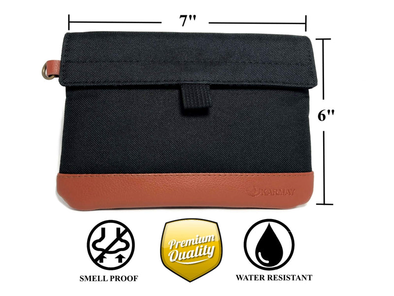 Smell Proof Bag 7x6 inches with Vegan Leather | Carbon Lined | Double Sealed | Sleek Waterproof Zipper | Eliminates Strong Odors | Dog Tested - PawsPlanet Australia